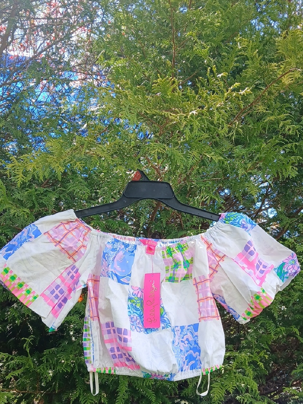 Lilly Pulitzer Esmeray Crop Top  Patch Me if You Can Small New - Picture 11 of 11
